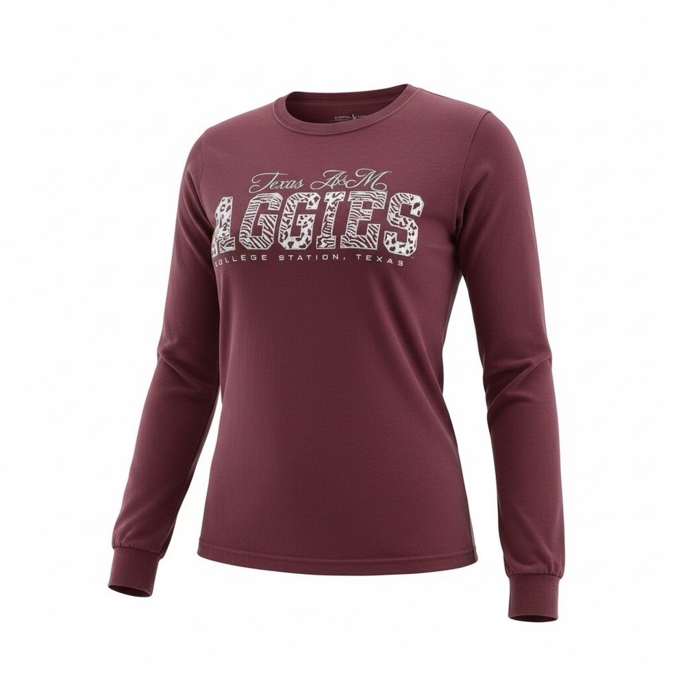 Texas A&M Aggies‎ Long Sleeve Shirt Womens Small Maroon Graphic College Tee